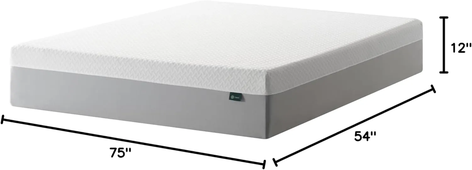 ZINUS 12 Inch Green Tea Essential Memory Foam Mattress [New Version], Full, Fiberglass Free, Medium Feel, Breathable Airflow Memory Foam, Certified Safe Foams & Fabric, Mattress in A Box