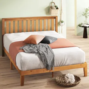 Zinus 12 Inch Solid Wood Platform Bed with Headboard/No Box Spring Needed/Wood Slat Support/Rustic Pine Finish, Queen