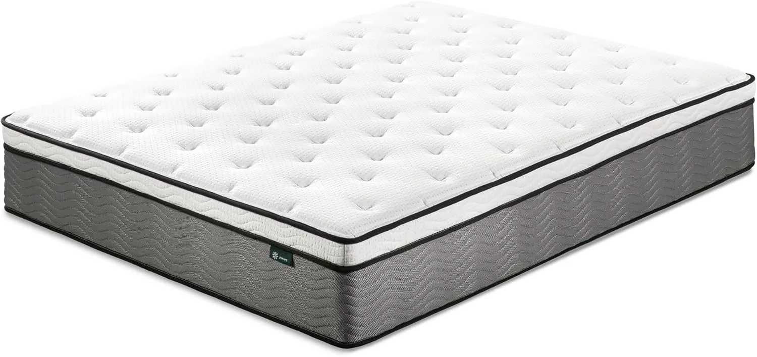 ZINUS 12 Inch True Support Hybrid Mattress [New Version], King, Fiberglass Free, Medium Feel, Motion Isolation, Certified Safe Foams & Fabric, Mattress in A Box