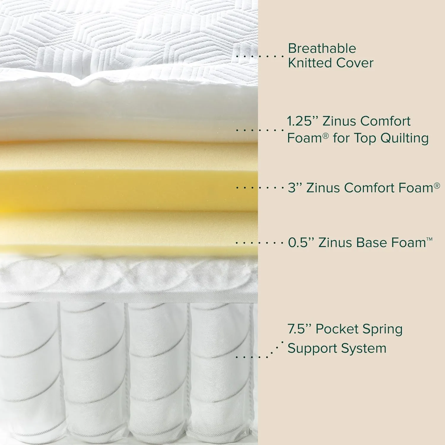 ZINUS 13 Inch Euro Top Pocket Spring Hybrid Mattress, Queen, Pressure Relief, Pocket Innersprings for Motion Isolation, Mattress in A Box