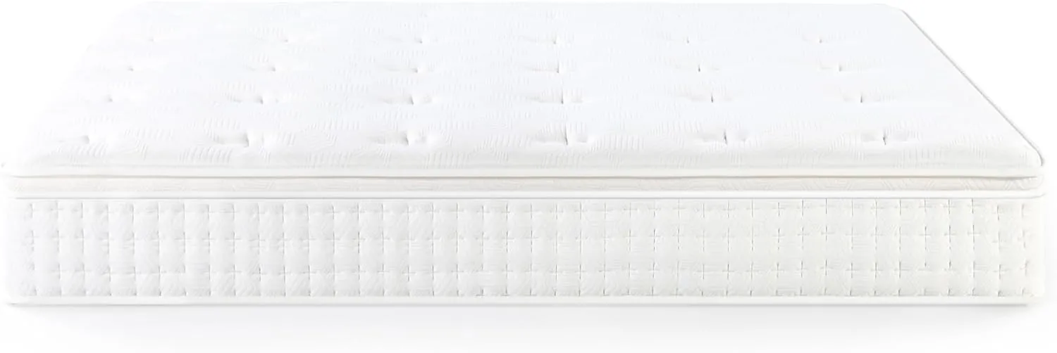 ZINUS 13 Inch Euro Top Pocket Spring Hybrid Mattress, Queen, Pressure Relief, Pocket Innersprings for Motion Isolation, Mattress in A Box