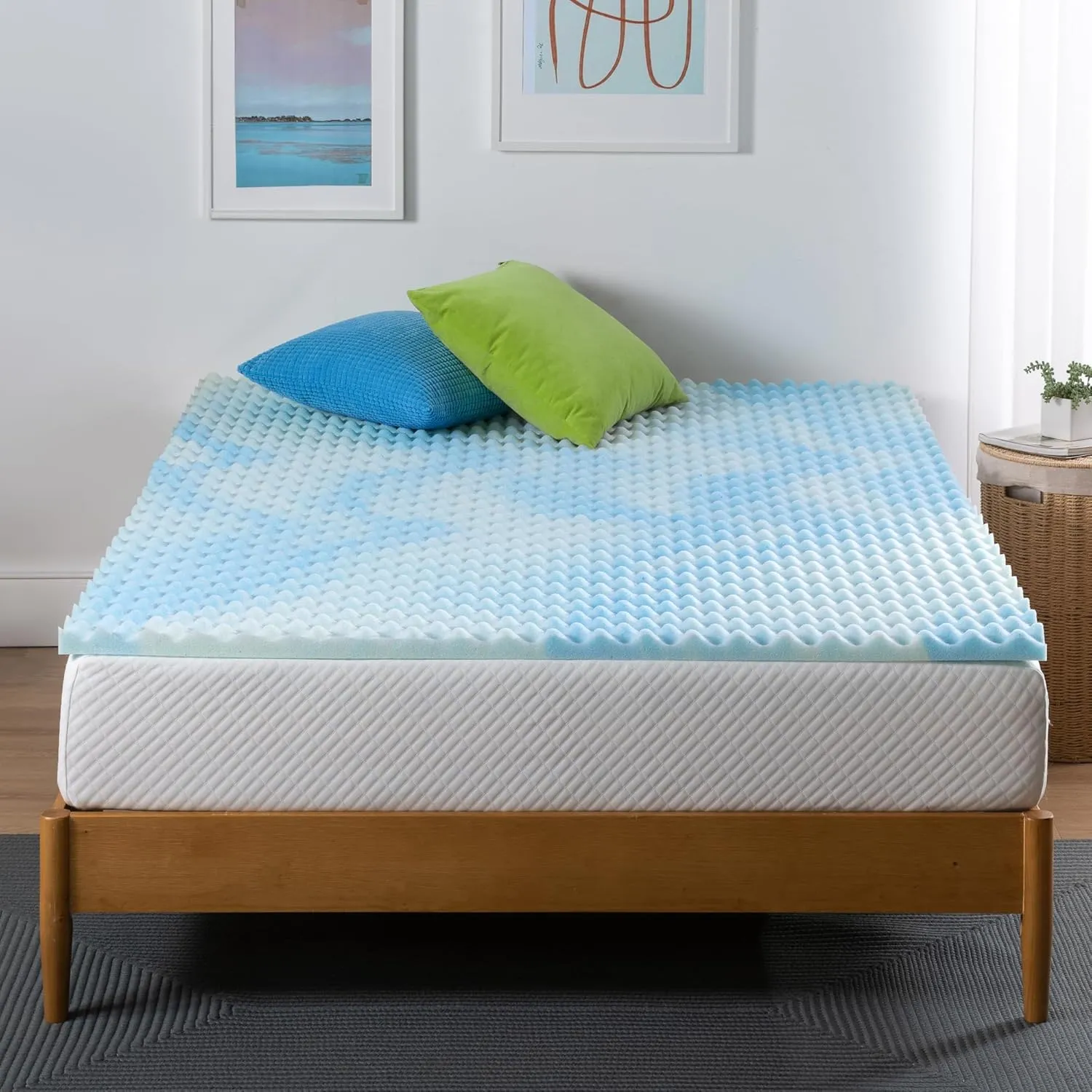 ZINUS 1.5 Inch Swirl Gel Cooling Memory Foam Mattress Topper, Smaller, More Convenient WonderBox Packaging, Cooling, Airflow Design, CertiPUR-US Certified, Full