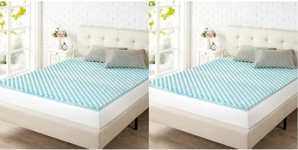 ZINUS 1.5/2/3/4-inch Swirl Gel Cooling Memory Foam Mattress Topper, Cooling Airflow Design, CertiPUR-US Certified (1.5 in, King) & 1.5/2/3/4-inch Swirl Gel Cooling Memory Foam Mattress Topper