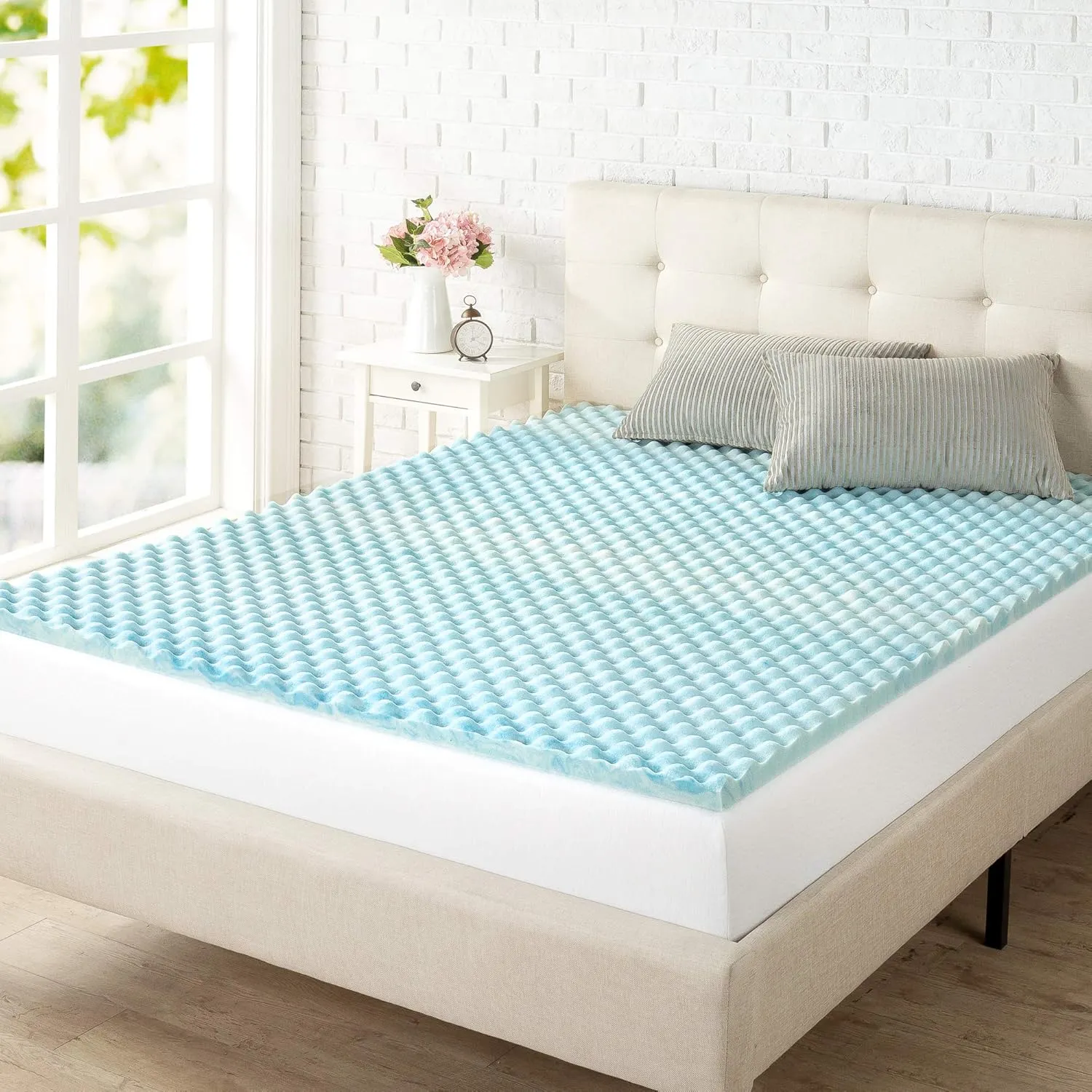 ZINUS 1.5/2/3/4-inch Swirl Gel Cooling Memory Foam Mattress Topper, Cooling Airflow Design, CertiPUR-US Certified (1.5 in, King) & 1.5/2/3/4-inch Swirl Gel Cooling Memory Foam Mattress Topper