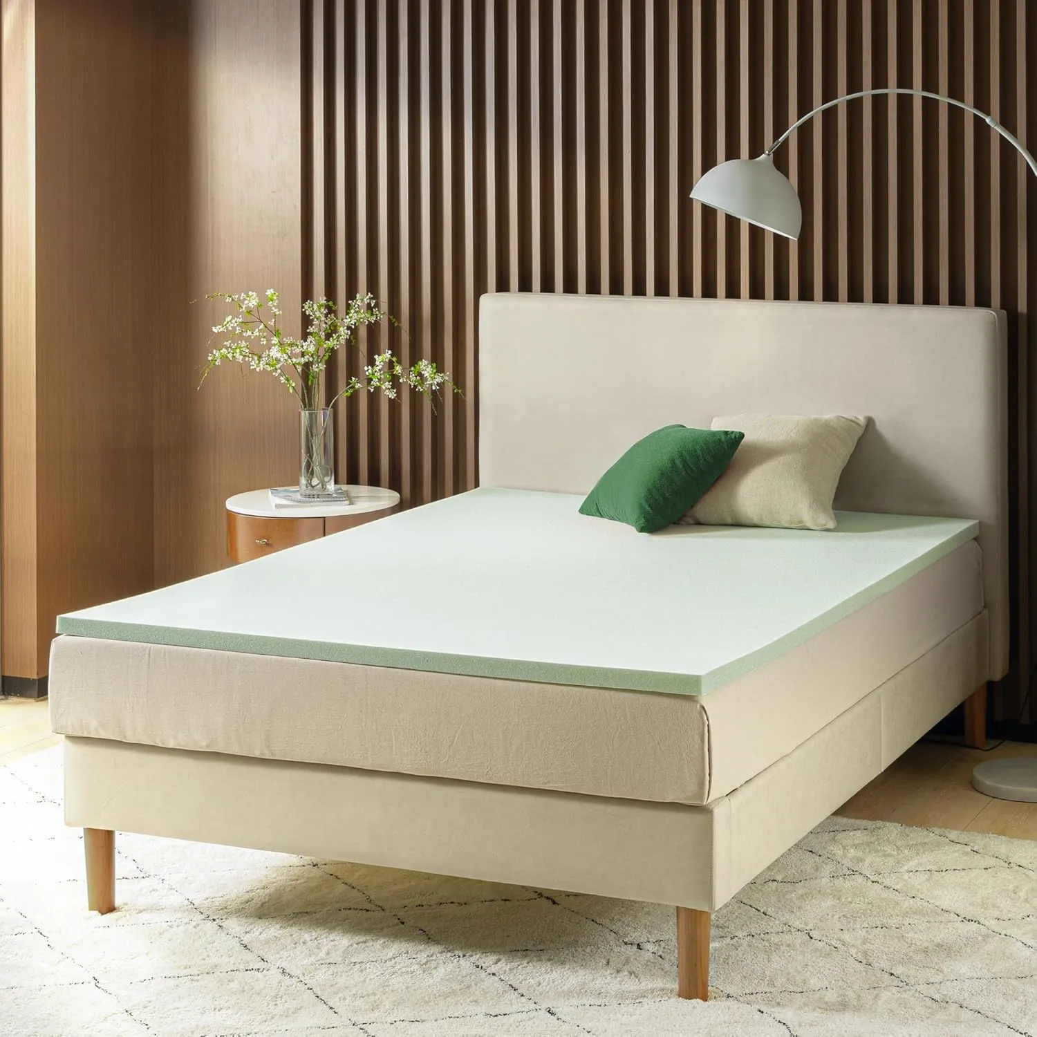 ZINUS 2 Inch Green Tea Memory Foam Mattress Topper, Smaller, More Convenient WonderBox Packaging, Pressure-Relieving Layers, CertiPUR-US Certified, Queen