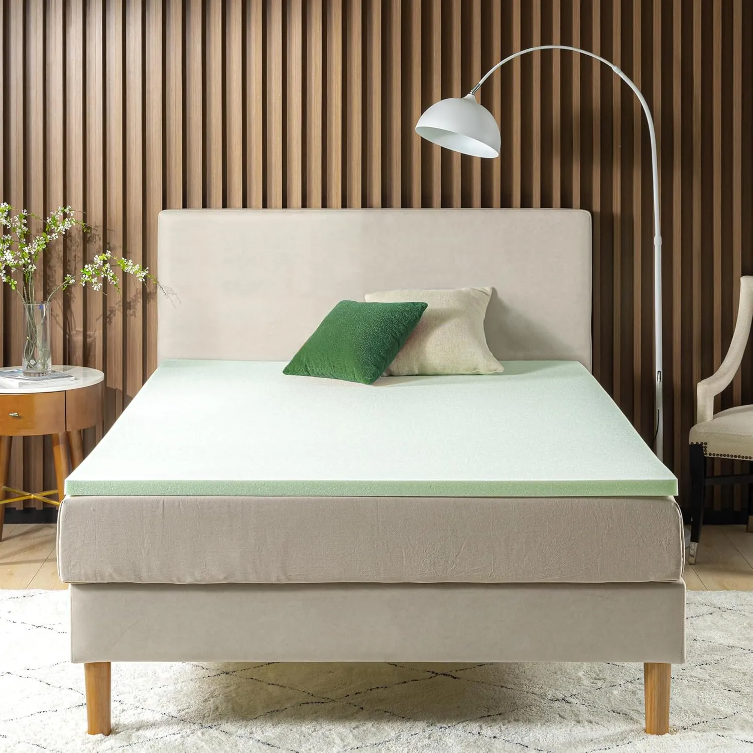 ZINUS 2 Inch Green Tea Memory Foam Mattress Topper, Smaller, More Convenient WonderBox Packaging, Pressure-Relieving Layers, CertiPUR-US Certified, Queen