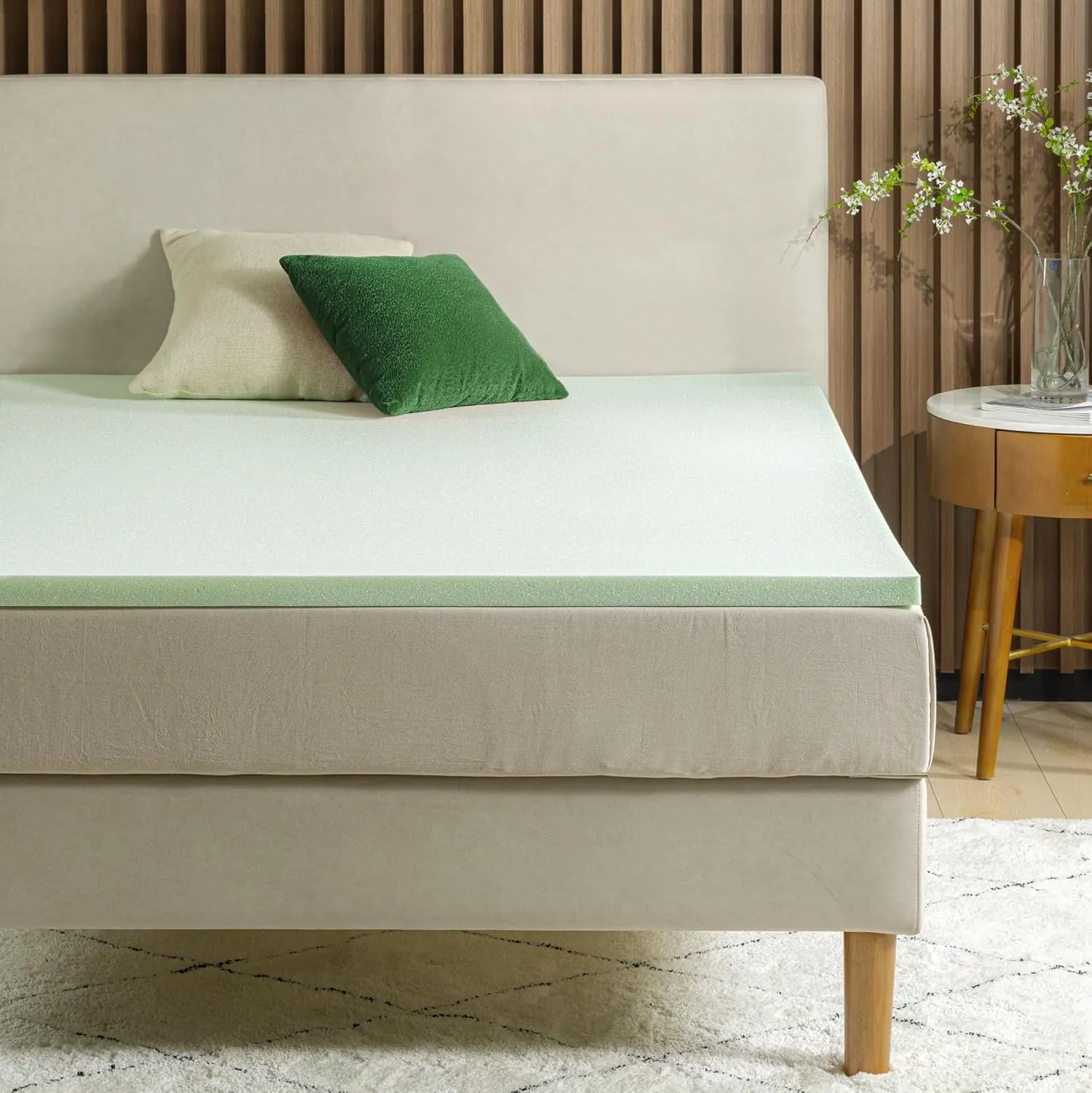 ZINUS 2 Inch Green Tea Memory Foam Mattress Topper, Smaller, More Convenient WonderBox Packaging, Pressure-Relieving Layers, CertiPUR-US Certified, Queen