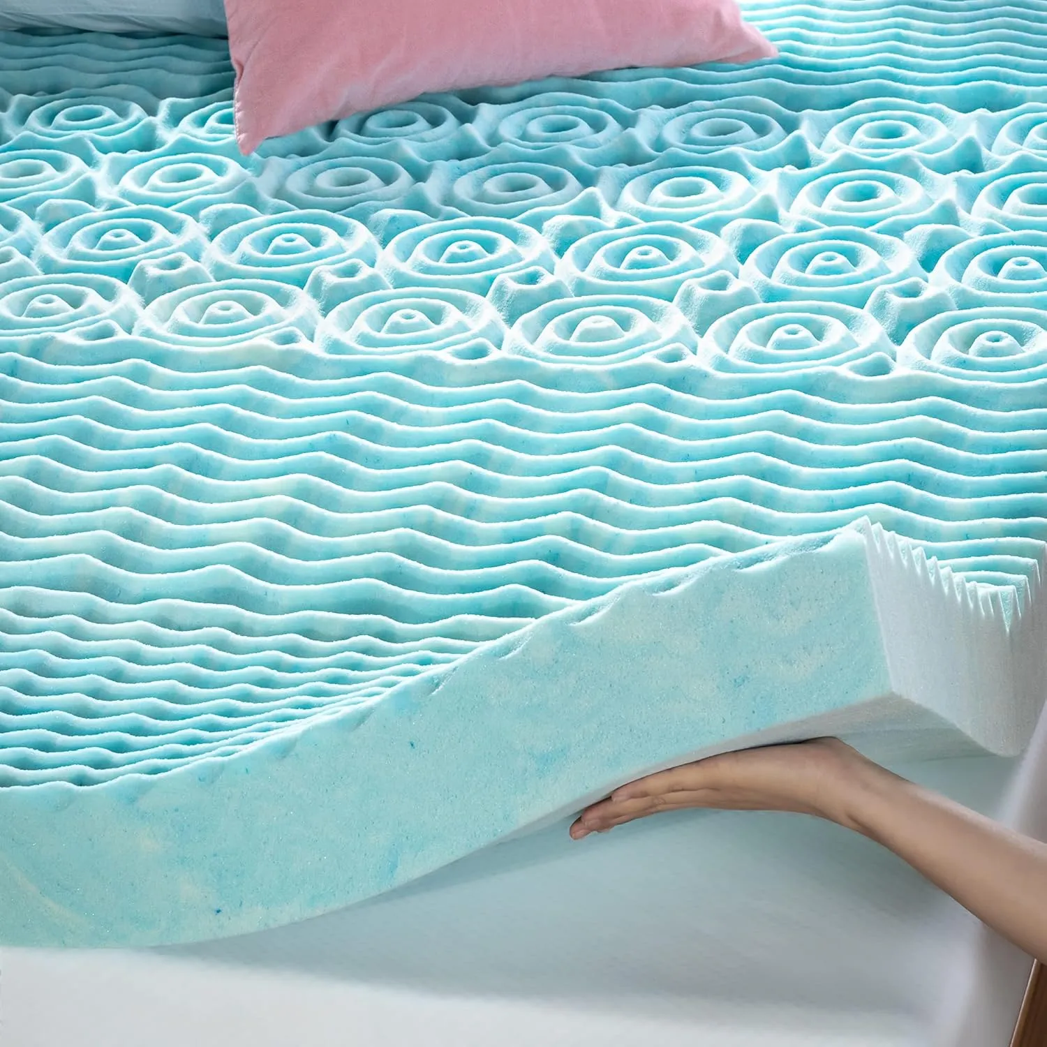 ZINUS 3 Inch Green Tea Cooling Gel Memory Foam Zoned Support Mattress Topper, Twin