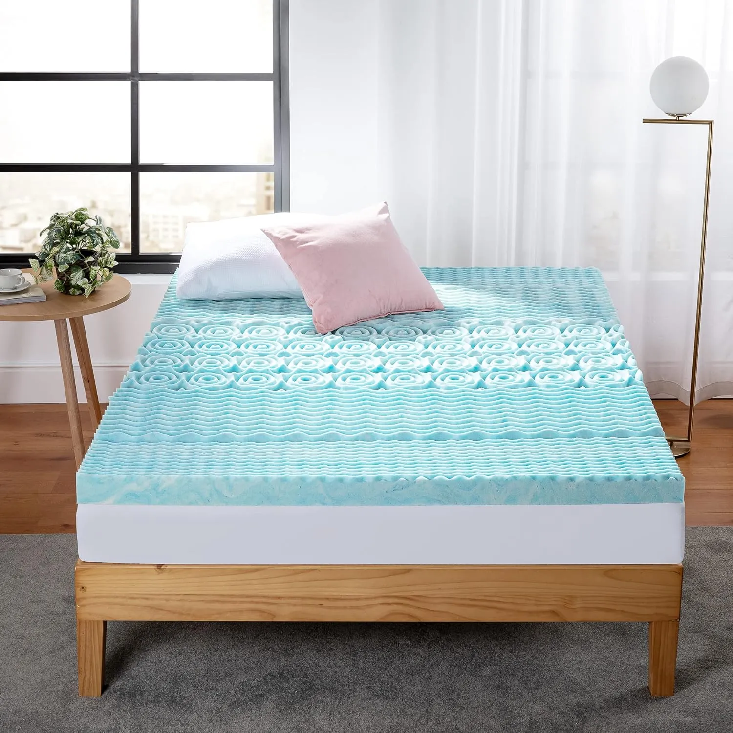 ZINUS 3 Inch Green Tea Cooling Gel Memory Foam Zoned Support Mattress Topper, Twin