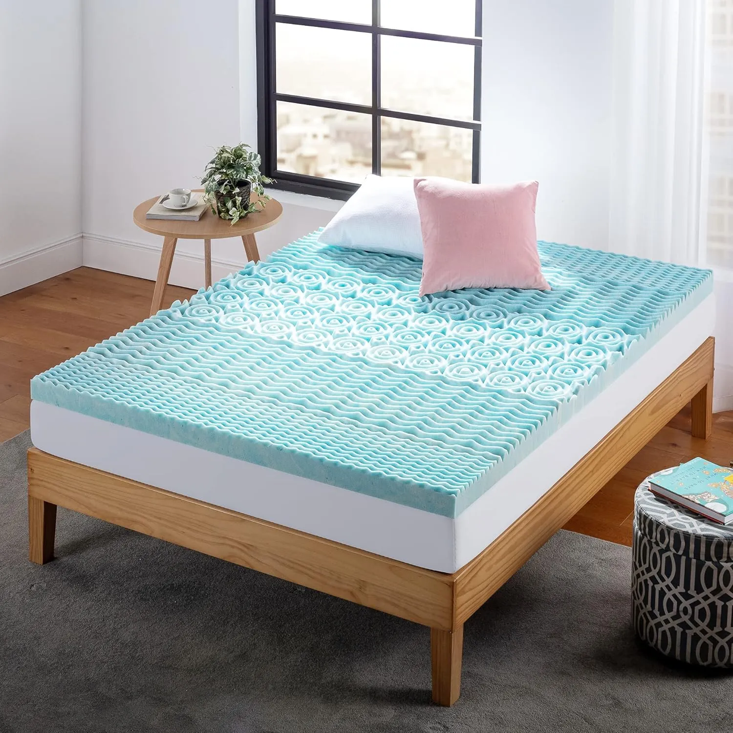 ZINUS 3 Inch Green Tea Cooling Gel Memory Foam Zoned Support Mattress Topper, Twin