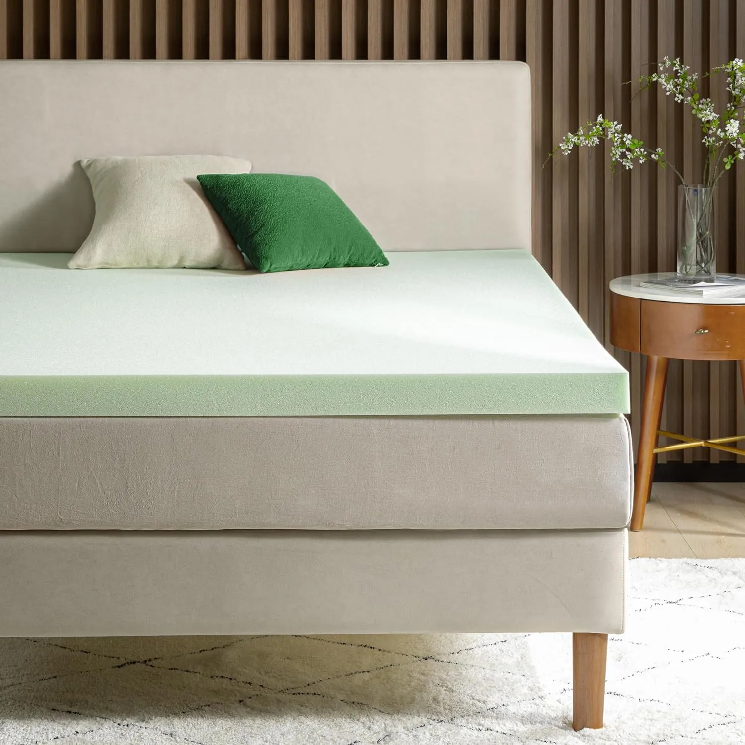 ZINUS 3 Inch Green Tea Memory Foam Mattress Topper, Smaller, More Convenient WonderBox Packaging, Pressure-Relieving Layers, CertiPUR-US Certified, Full