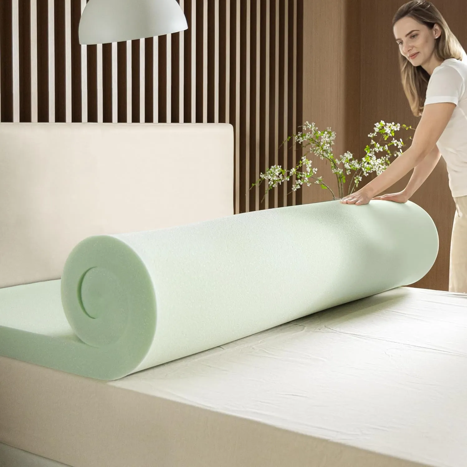 ZINUS 3 Inch Green Tea Memory Foam Mattress Topper, Smaller, More Convenient WonderBox Packaging, Pressure-Relieving Layers, CertiPUR-US Certified, Full