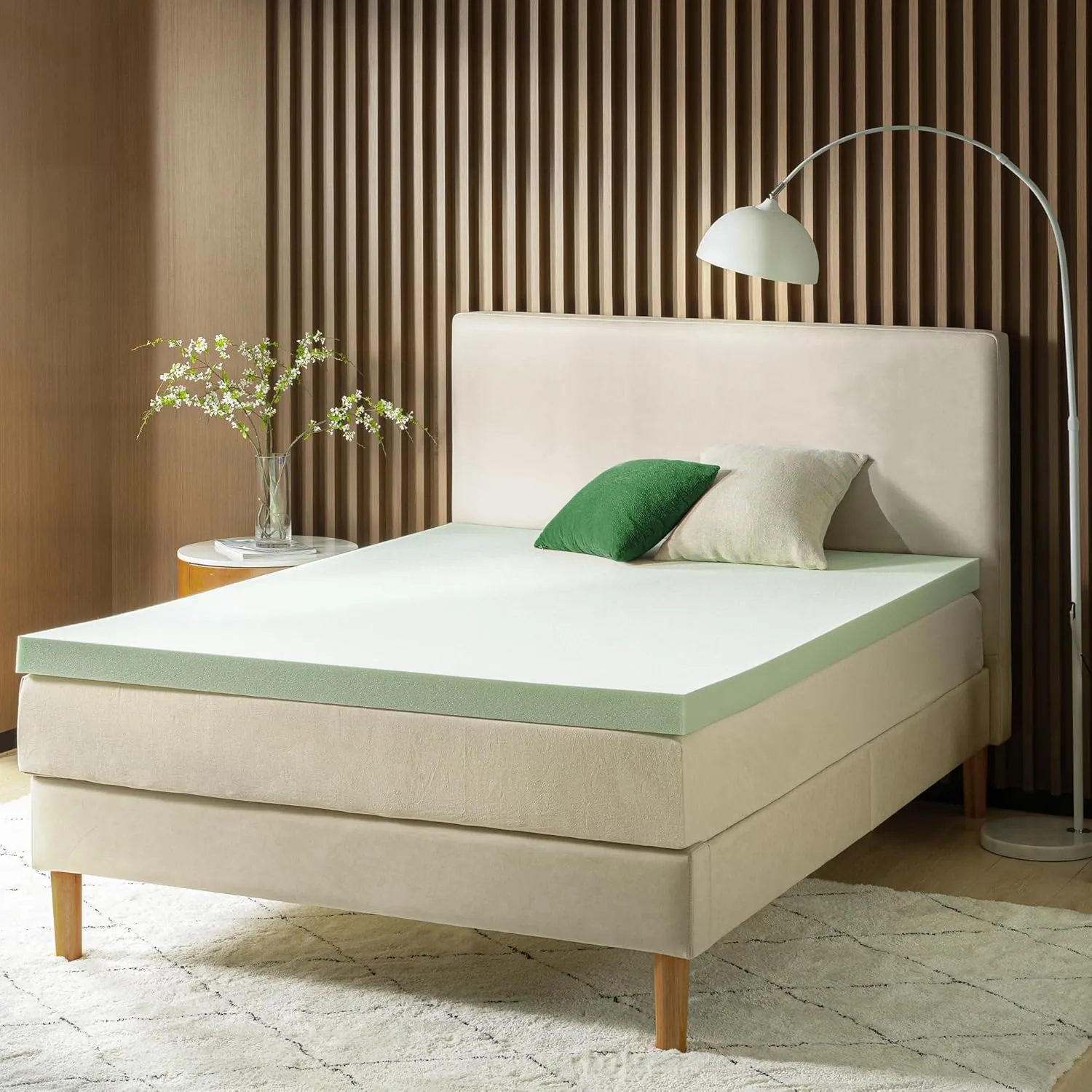 ZINUS 3 Inch Green Tea Memory Foam Mattress Topper, Smaller, More Convenient WonderBox Packaging, Pressure-Relieving Layers, CertiPUR-US Certified, Full