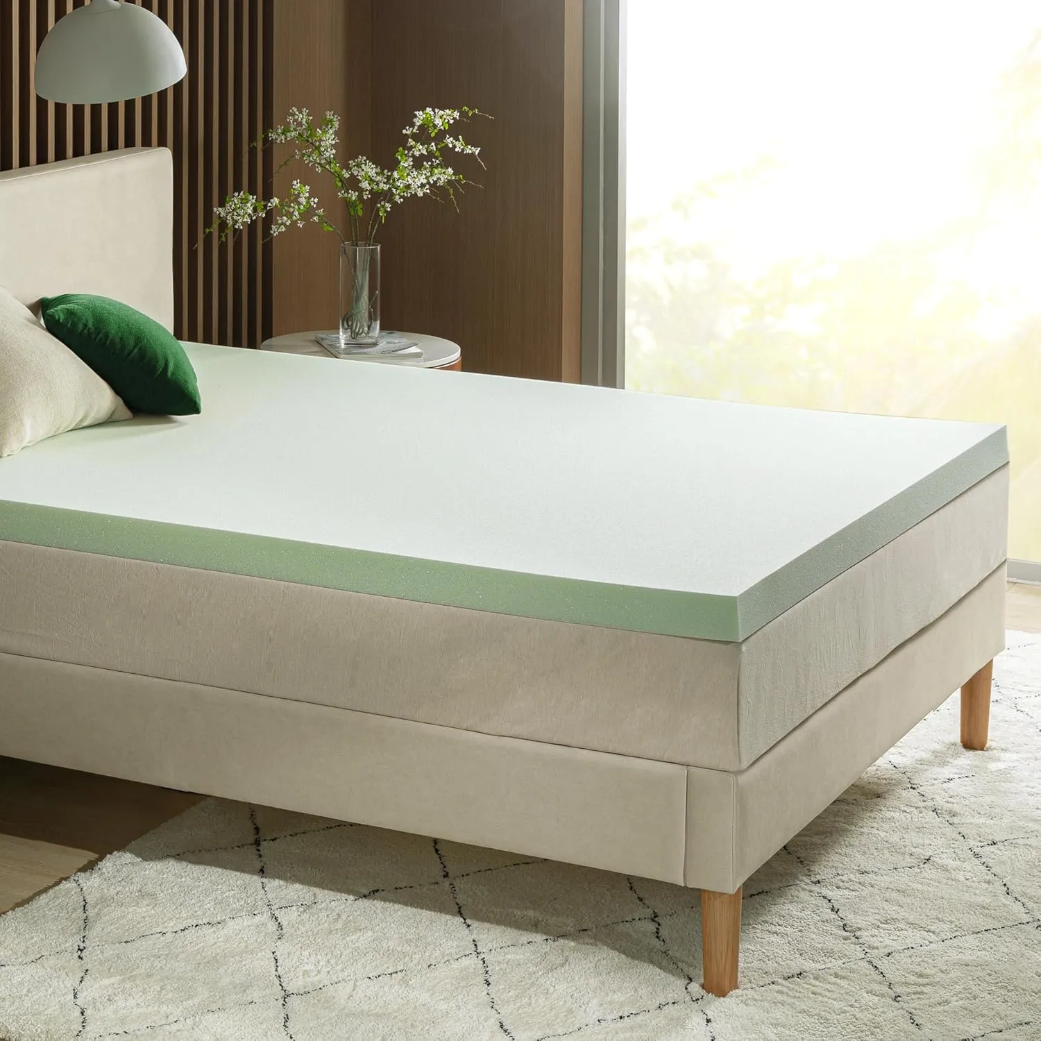 ZINUS 3 Inch Green Tea Memory Foam Mattress Topper, Smaller, More Convenient WonderBox Packaging, Pressure-Relieving Layers, CertiPUR-US Certified, Full