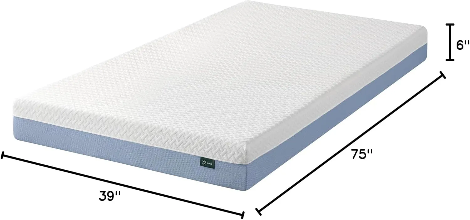 ZINUS 6 Inch Cooling Essential Memory Foam Mattress [New Version], Twin, Fiberglass Free, Medium Feel, Cooling Airflow Memory Foam, Certified Safe Foams & Fabric, Mattress in A Box