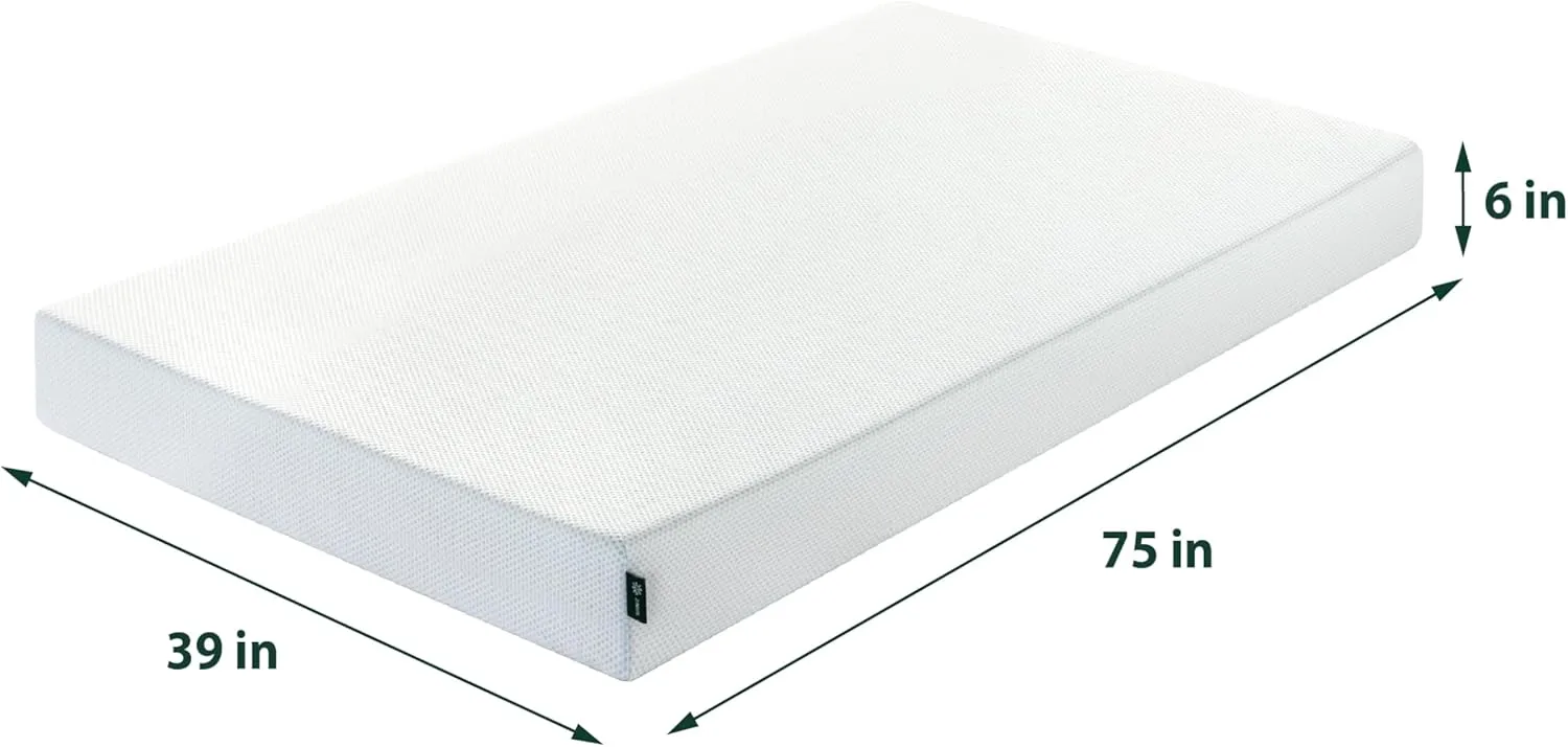 ZINUS 6 Inch Green Tea Cooling Memory Foam Mattress [New Version], Twin, Fiberglass Free, Medium Firmness, Cooling Gel Foam, Certified Safe Foams & Fabric, Mattress in A Box