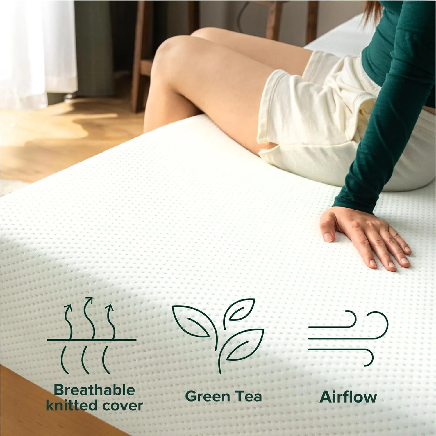 ZINUS 6 Inch Green Tea Memory Foam Mattress, 75” x 30” (Slim Fit), Trundle & Bunk Bed, Day Bed, RV Compatible, Medium Firm, Pressure Relief, Fiberglass Free, CertiPUR-US Certified, Mattress in a Box