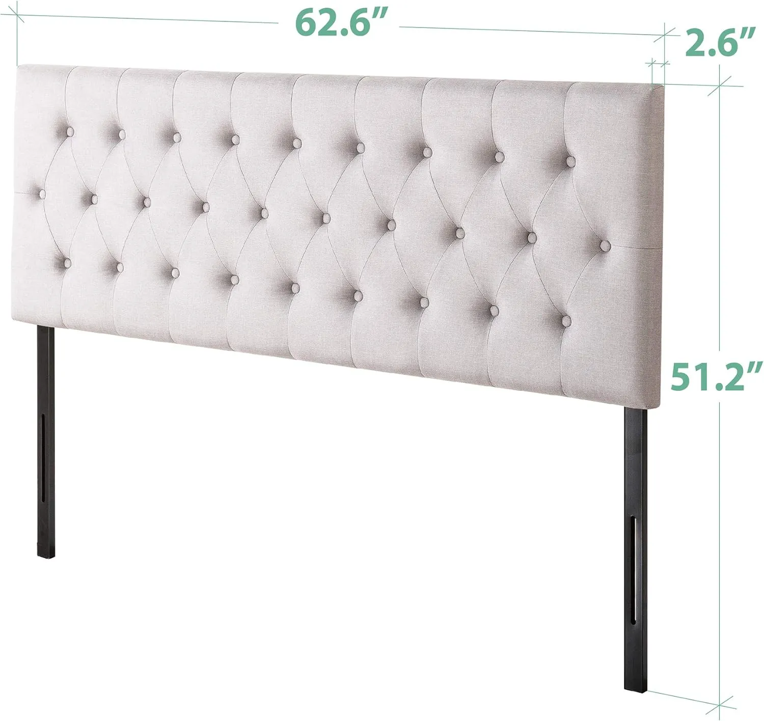 ZINUS Trina Upholstered Headboard, Button Tufted Upholstery, Adjustable Height, Easy Assembly, Light Grey, Queen