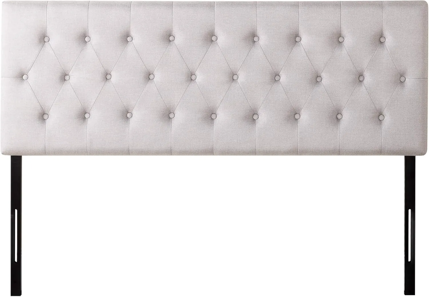 ZINUS Trina Upholstered Headboard, Button Tufted Upholstery, Adjustable Height, Easy Assembly, Light Grey, Queen