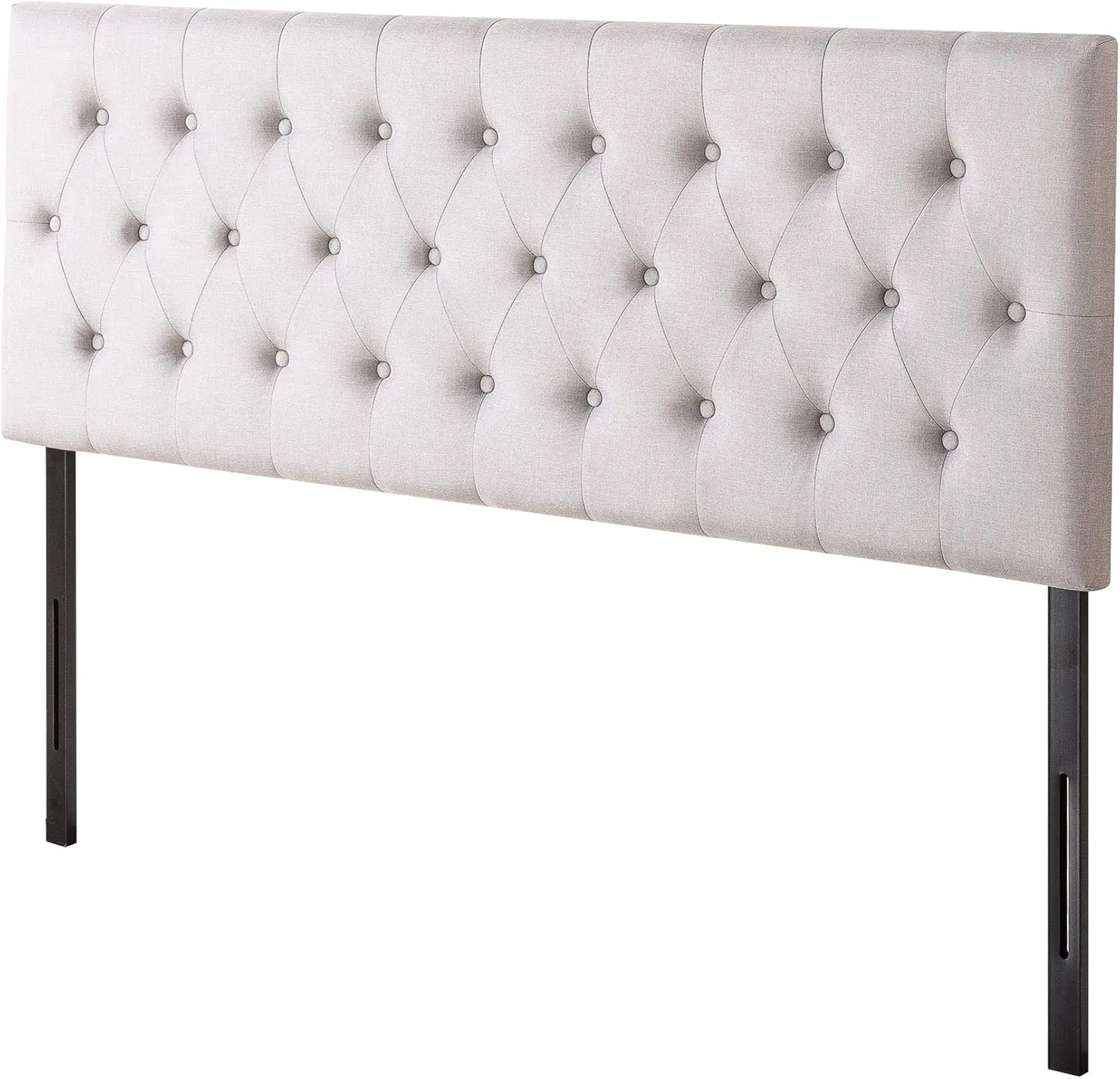 ZINUS Trina Upholstered Headboard, Button Tufted Upholstery, Adjustable Height, Easy Assembly, Light Grey, Queen