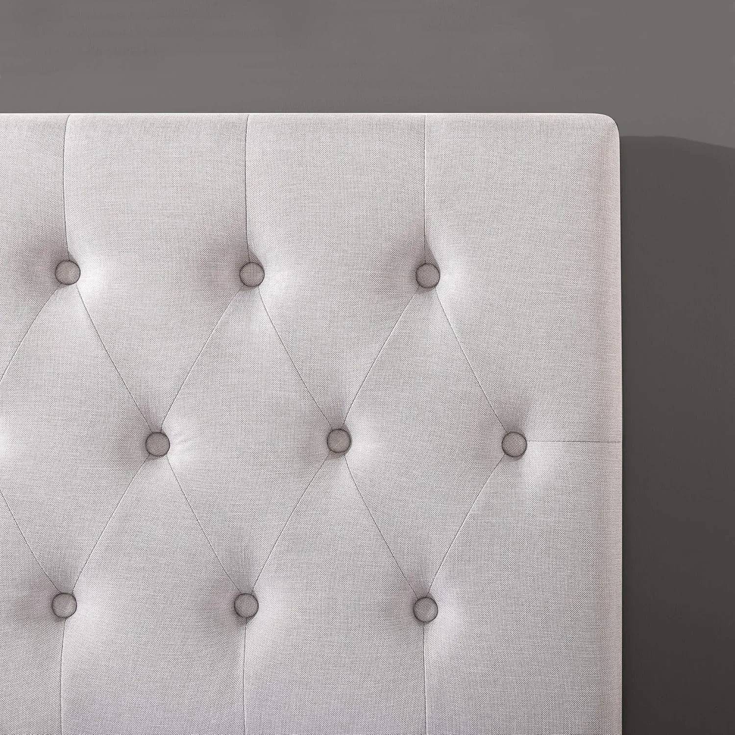 ZINUS Trina Upholstered Headboard, Button Tufted Upholstery, Adjustable Height, Easy Assembly, Light Grey, Queen