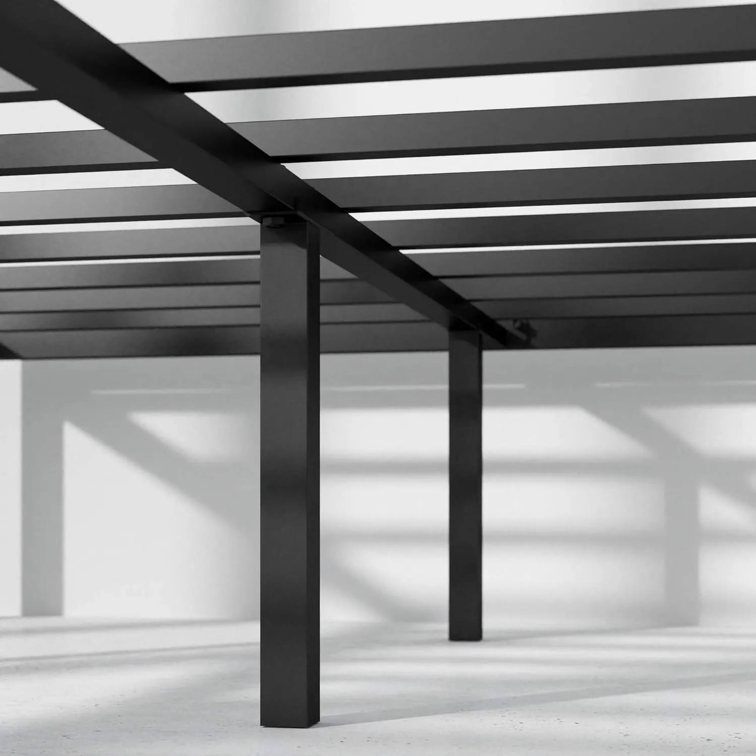 ZINUS Van 16 Inch Metal Platform Bed Frame, Steel Slat Support, No Box Spring Needed, Easy Assembly, Black, Queen