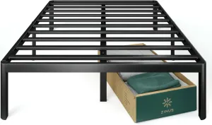 ZINUS Van 16 Inch Metal Platform Bed Frame, Steel Slat Support, No Box Spring Needed, Easy Assembly, Black, Queen