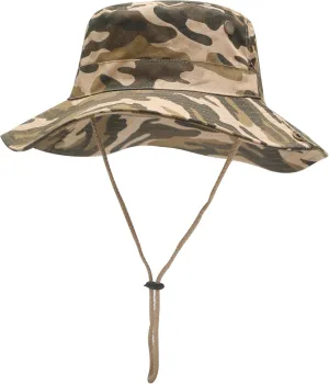 ZLYC Mens Waterproof Camo Sun Hat Wide Brim Packable Outdoor Mesh Fishing Bucket Hats