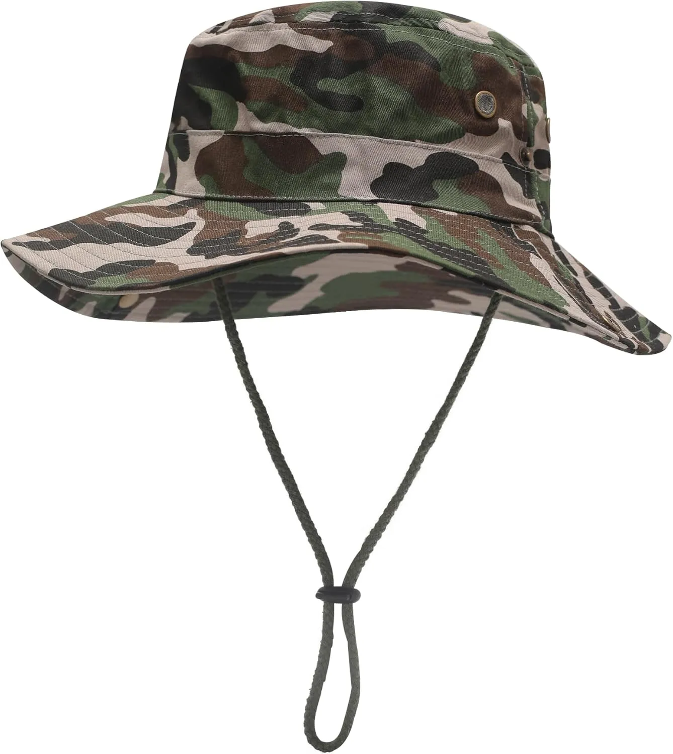 ZLYC Mens Waterproof Camo Sun Hat Wide Brim Packable Outdoor Mesh Fishing Bucket Hats