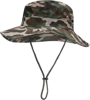 ZLYC Mens Waterproof Camo Sun Hat Wide Brim Packable Outdoor Mesh Fishing Bucket Hats