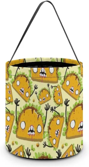 Zombie Taco Funny Easter Egg Bags Trick-o-r-Treat Tote Bag Reusable Bucket Storage Basket Handbag Party Novelty