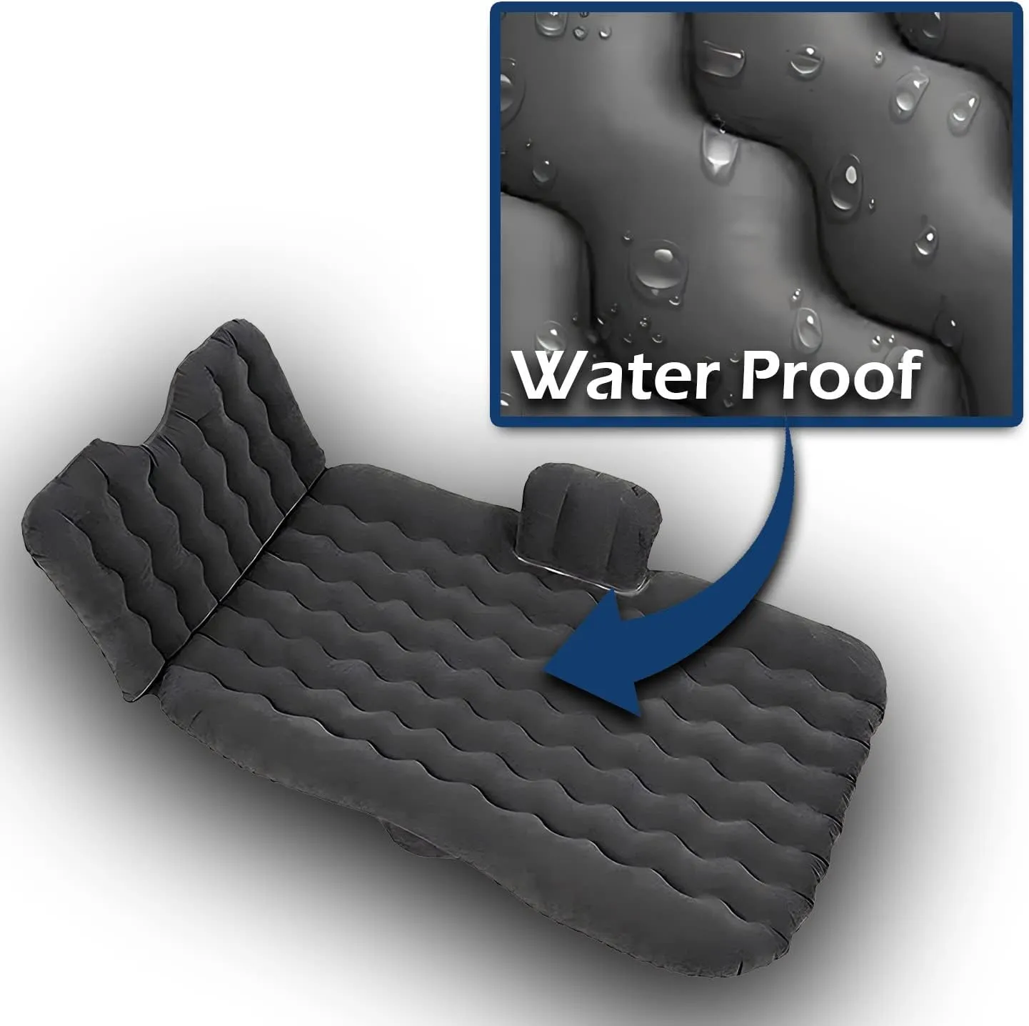 Zone Tech Inflatable Car Travel Air Mattress Back Seat- Pump Kit Premium Quality- Vacation Camping-Sleep Automotive Bed with 2 Air Pillows Car SUV Universal Fit