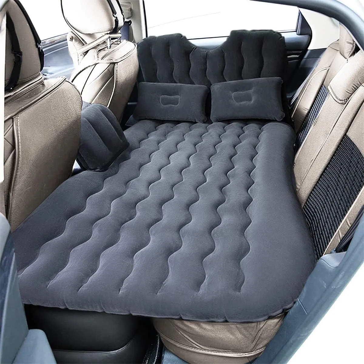 Zone Tech Inflatable Car Travel Air Mattress Back Seat- Pump Kit Premium Quality- Vacation Camping-Sleep Automotive Bed with 2 Air Pillows Car SUV Universal Fit
